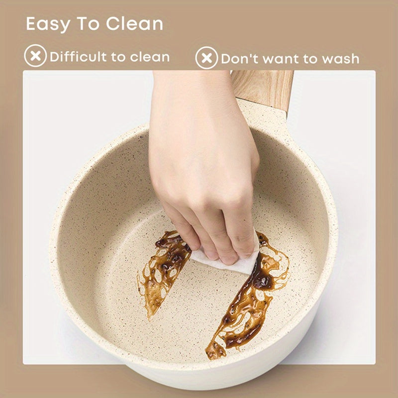 Сковорода с антипригарным покрытием для ваших нужд на кухне! Эта маленькая молочная кастрюля идет с крышкой и идеально подходит для приготовления пасты, соуса для стейка, каши и рамена. Универсальное дополнение к вашей кухонной утвари и посуде.