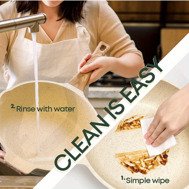 Sartén de chef de aluminio antiadherente de 24cm con tapa, recubrimiento cerámico libre de PFOA