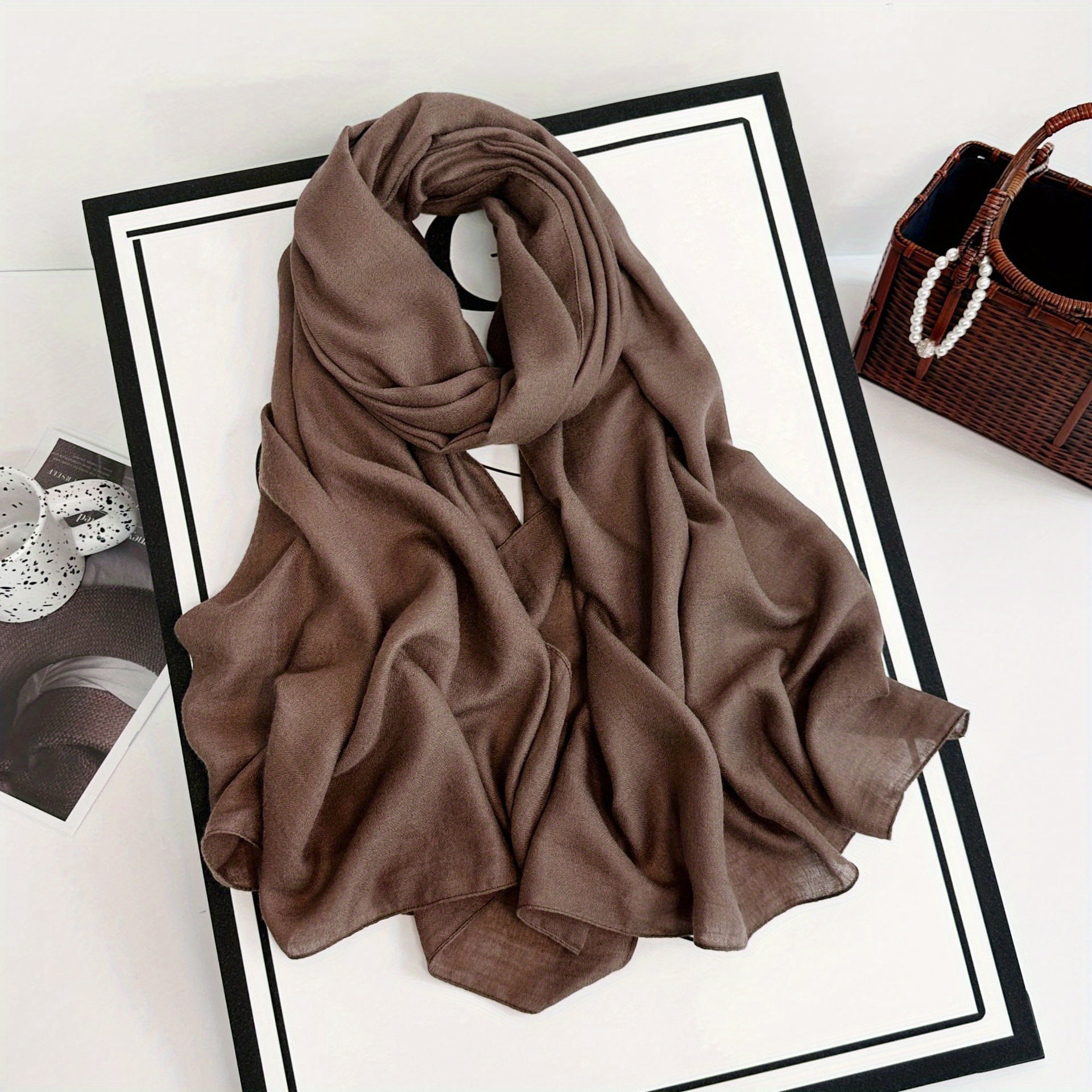 Women's Boho Linen Scarf Shawl Warm Windproof Cozy Thin Stylish