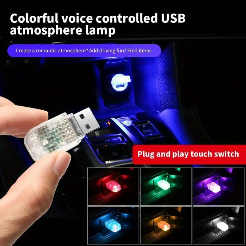 Car Interior LED Atmosphere Light RGB Mini Night Lamp Portable Car Accessory