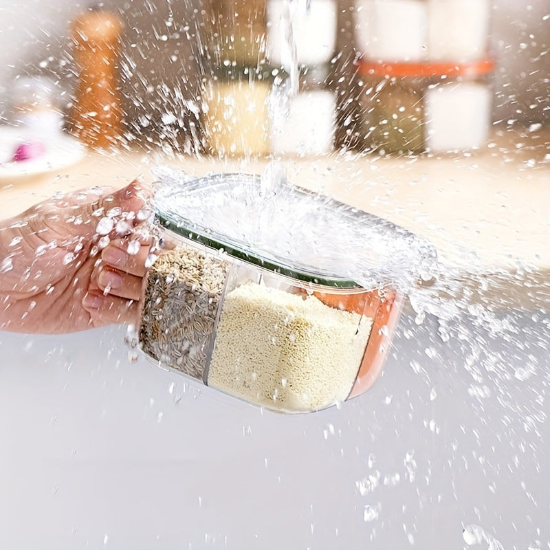 FreshSeal Silikon va PET Oshxona Ta'mi Qutisi - 1 Dona, Tuz, Ziravorlar va Ta'mlar uchun 4 Bo'lakli Idish - Oziq-ovqat bilan Aloqa Uchun Xavfsiz, Oshxonangizni Tashkil Etish Uchun Mukammal