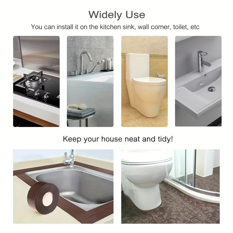 1 ta PVC muhrlash lentasi hammom dushlari va vannalari uchun, o'z-o'zidan yopishqoq va suv o'tkazmaydigan, uzunligi 3.2m/125in.