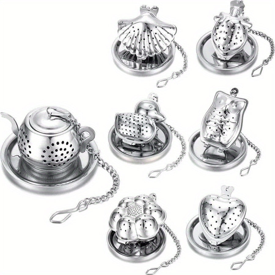 Juego de infusor de té de acero inoxidable de 2 piezas con tapas decorativas para infusión de hierbas y especias