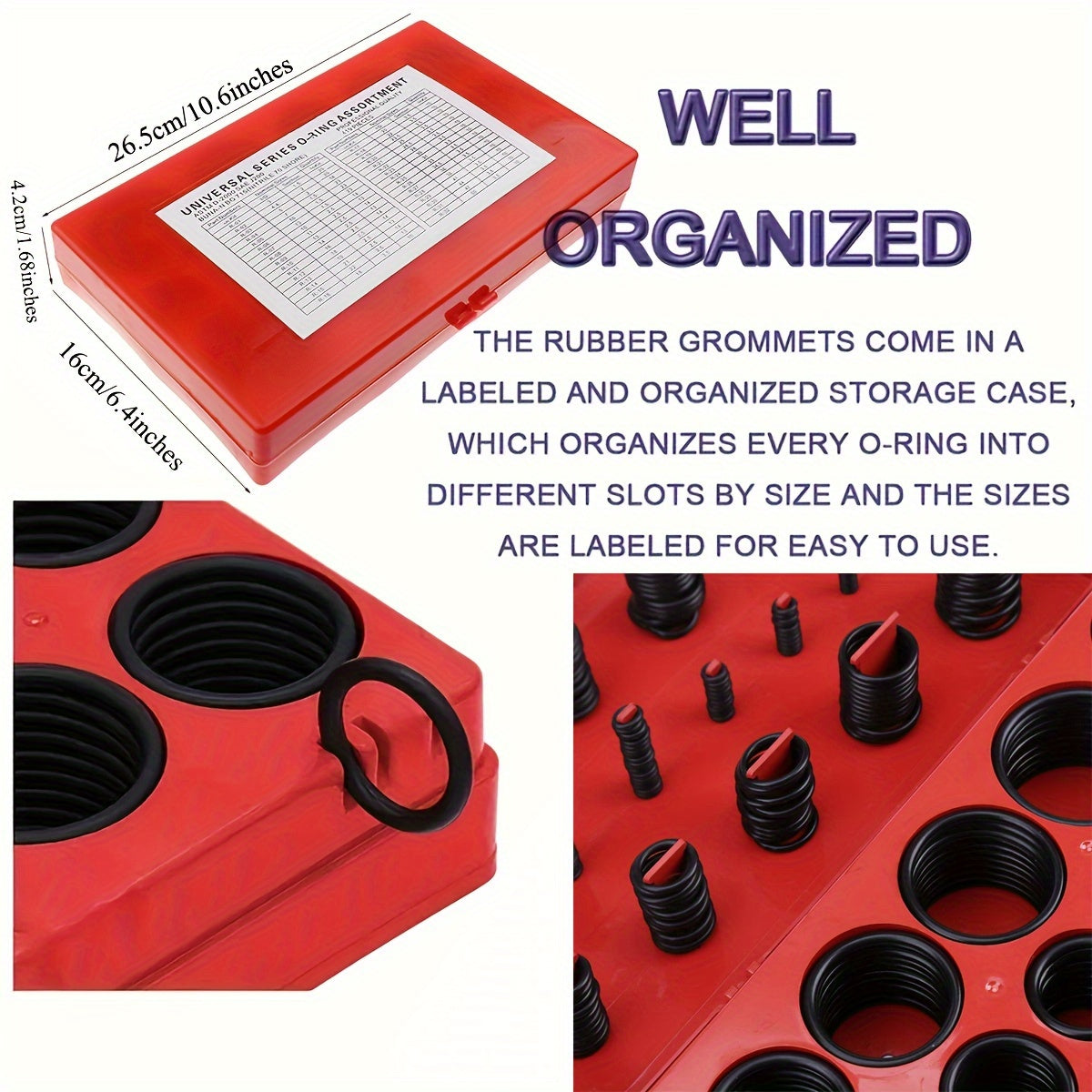 Metric O-Ring Kit 32 Sizes Buna-N Rubber Seals for Plumbing Automotive