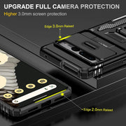 Black Shockproof Phone Case for Google Pixel 7 8 Pro 7A 7 with Slide Camera Cover and Magnetic Kickstand