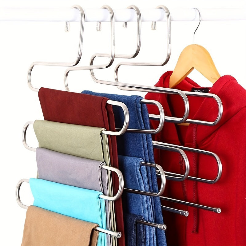 Multi-Tier Clothes Organizer Rack for Wardrobe and Bathroom Towel Storage