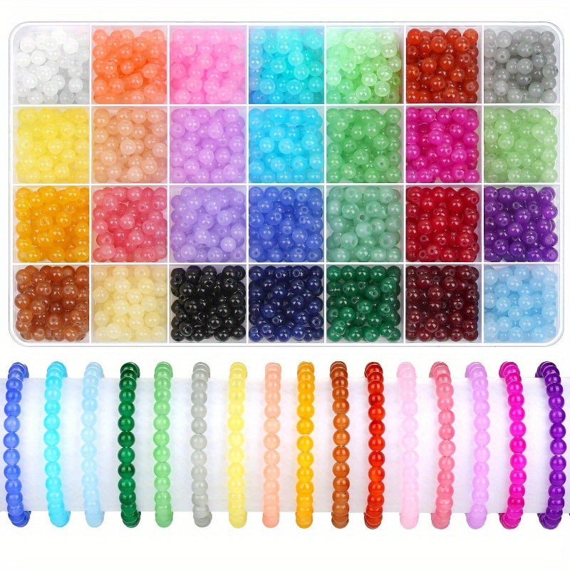 1400pcs 6mm Glass Beads Assorted Colors for Jewelry Making