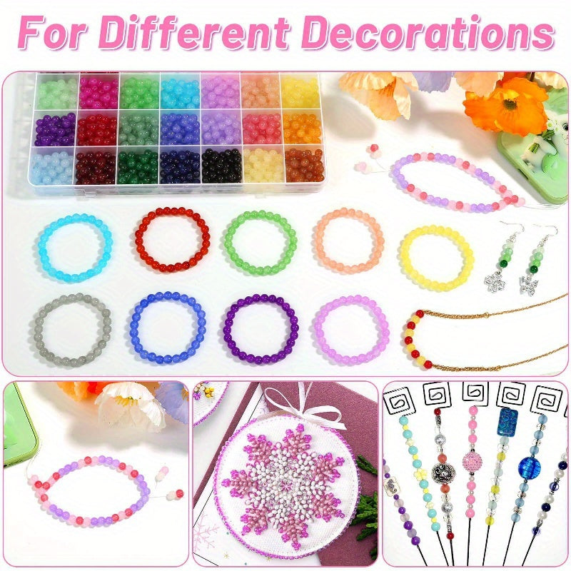 1400pcs 6mm Glass Beads Assorted Colors for Jewelry Making