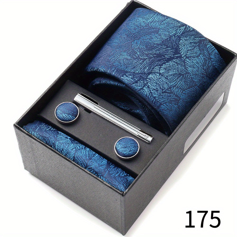 Men's Gift Set with Tie, Pocket Square, Tie Clip and Cufflinks for Weddings