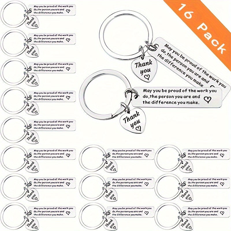 16 ta "Rahmat" sovg'a kalit zanjirlar to'plami - Xodim, xodim, hamkasb, o'qituvchi, mentor, shifokor, hamshira yoki murabbiy sifatida sizning mehnatingizni qadrlash uchun - Siz qilayotgan ish bilan faxrlanishga haqlisiz.