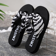 Women's Zebra Print Flip Flops Wedge Slides Casual Beach Shoes