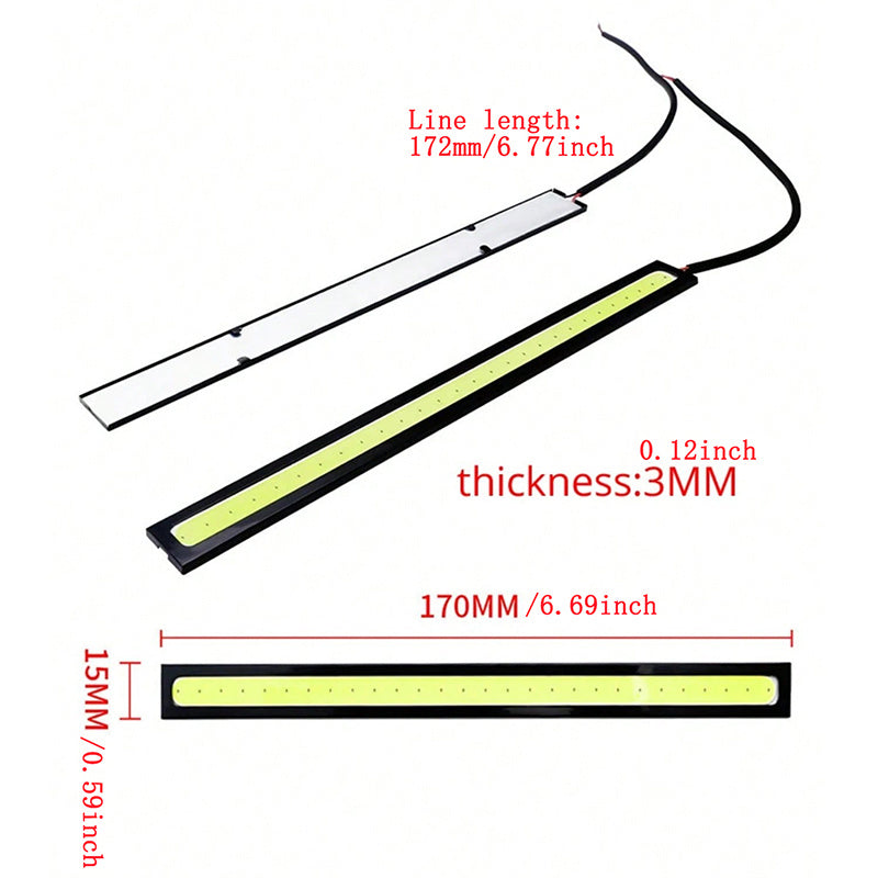 2 piezas de tira de luz LED para coche, luz decorativa externa, 17cm/6.69in, universal