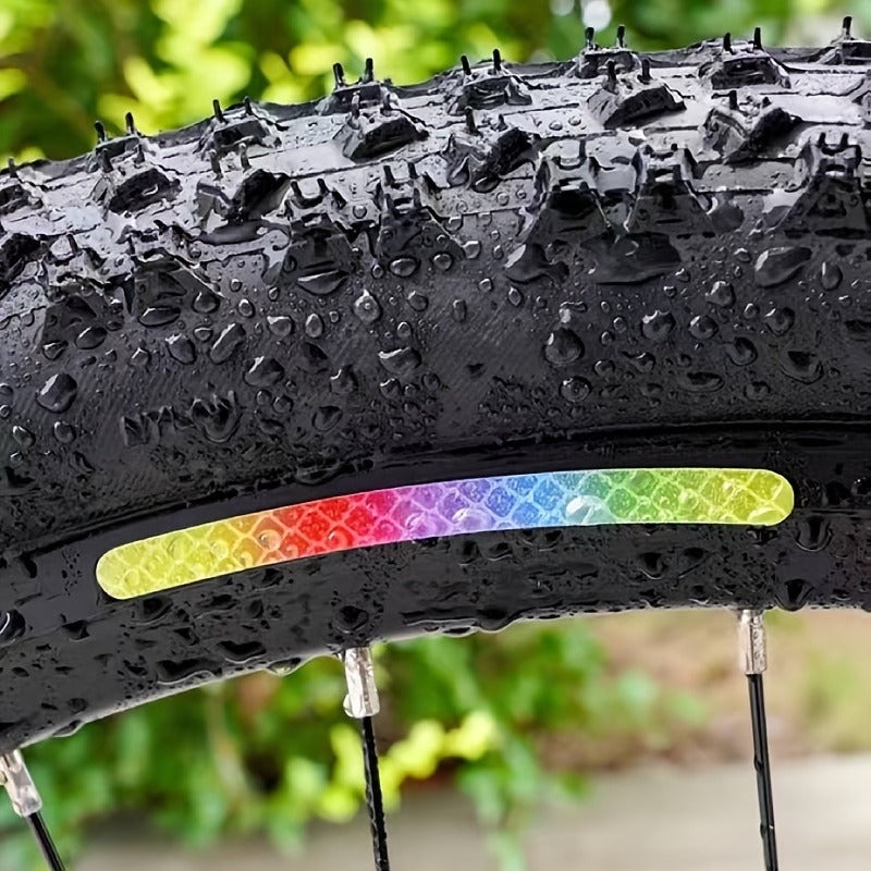 20Pcs Rainbow Waterproof Reflective Wheel Stickers for Car and Bicycle Night Riding