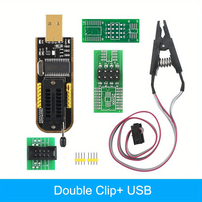 USB Programmer with SOP8 SOIC8 Test Clip for BIOS Chips 24/25 Series