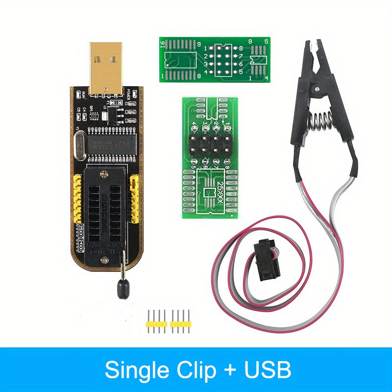 USB Programmer with SOP8 SOIC8 Test Clip for BIOS Chips 24/25 Series