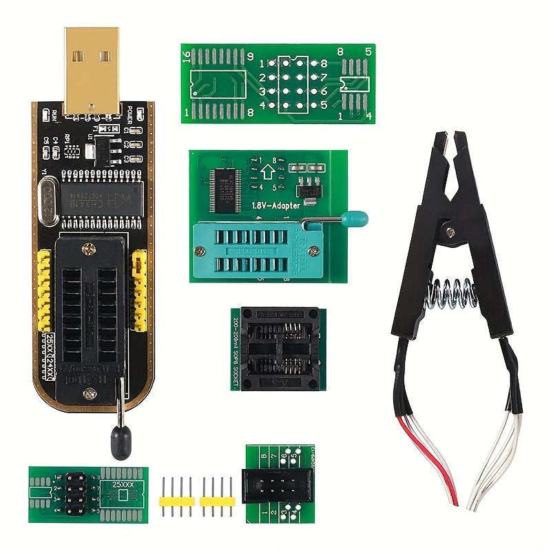 USB Programmer with SOP8 SOIC8 Test Clip for BIOS Chips 24/25 Series