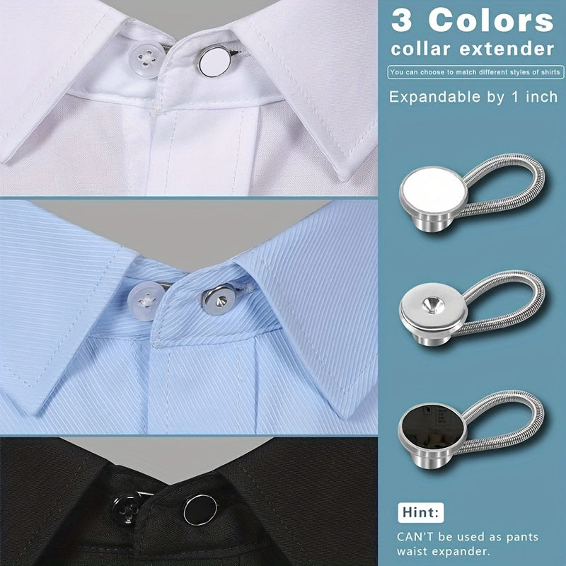 Set of 10 Men's Formal Shirt Collar Buckle Extenders for Necktie Comfort