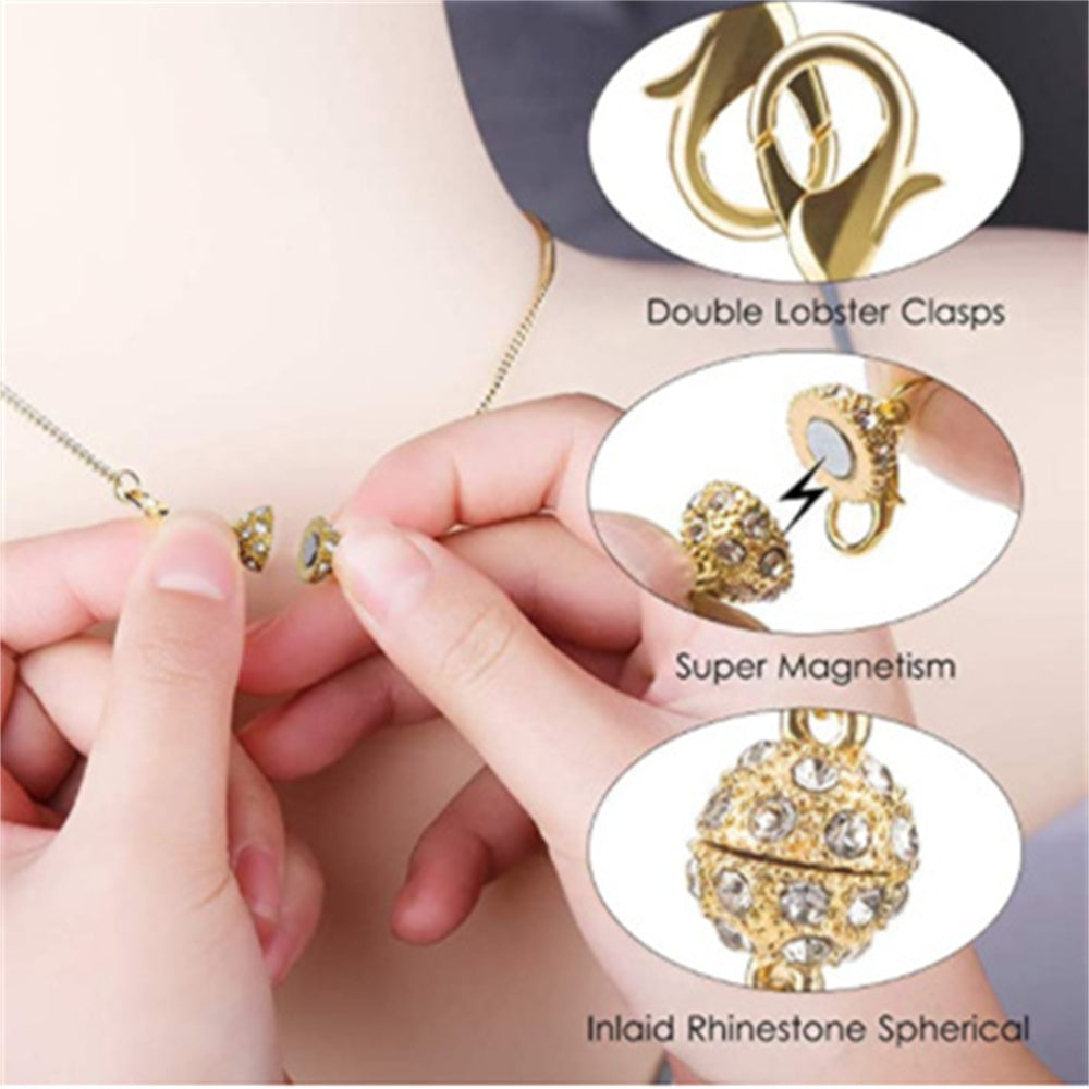 Set of 12 Gold and Silver Magnetic Jewelry Clasps with Locking Mechanism for DIY Crafts