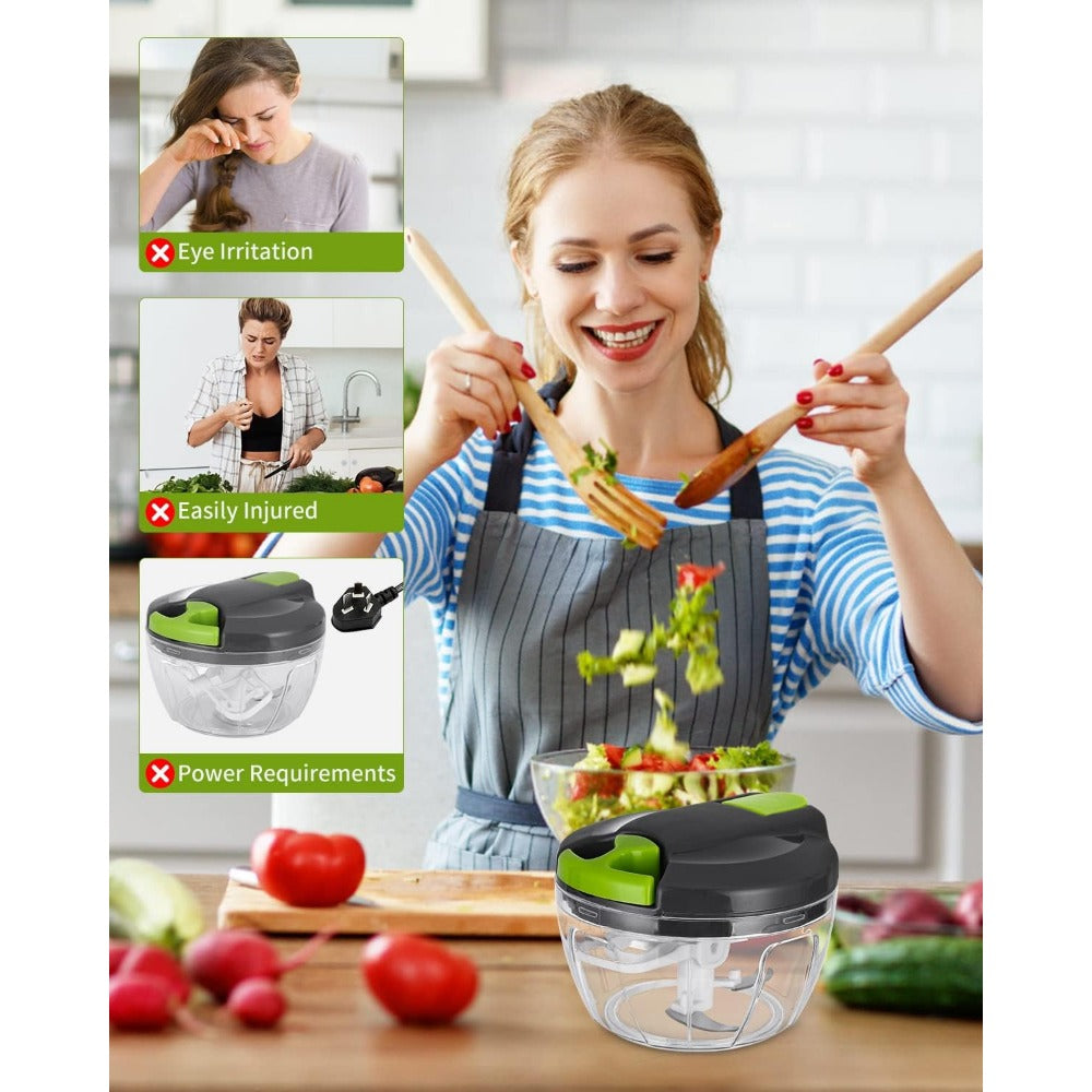 Manual Vegetable Chopper With Blades and Mixer, 520ml, Onion and Fruit Cutter