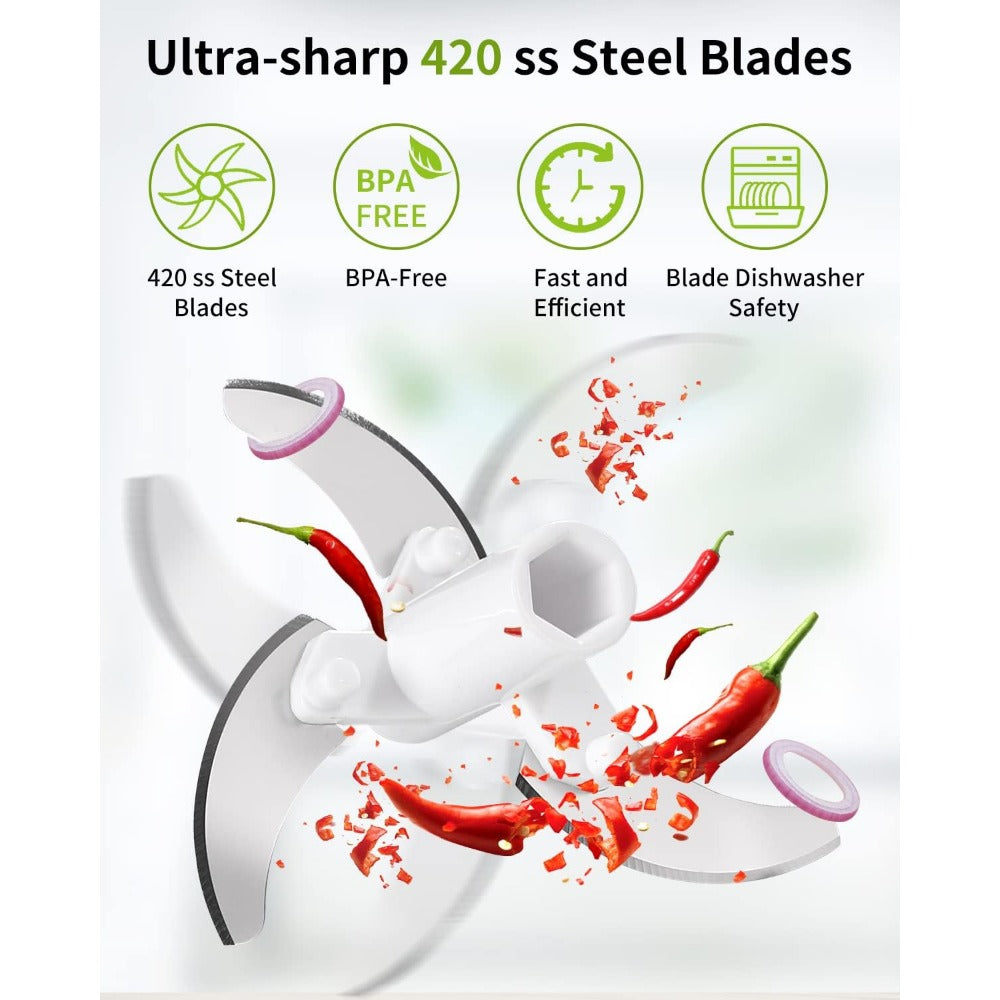 Manual Vegetable Chopper With Blades and Mixer, 520ml, Onion and Fruit Cutter