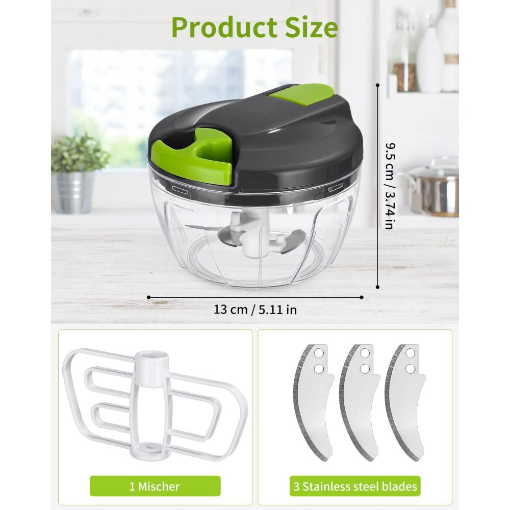 Manual Vegetable Chopper With Blades and Mixer, 520ml, Onion and Fruit Cutter
