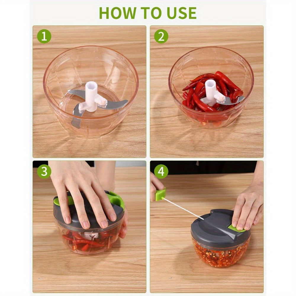 Manual Vegetable Chopper With Blades and Mixer, 520ml, Onion and Fruit Cutter