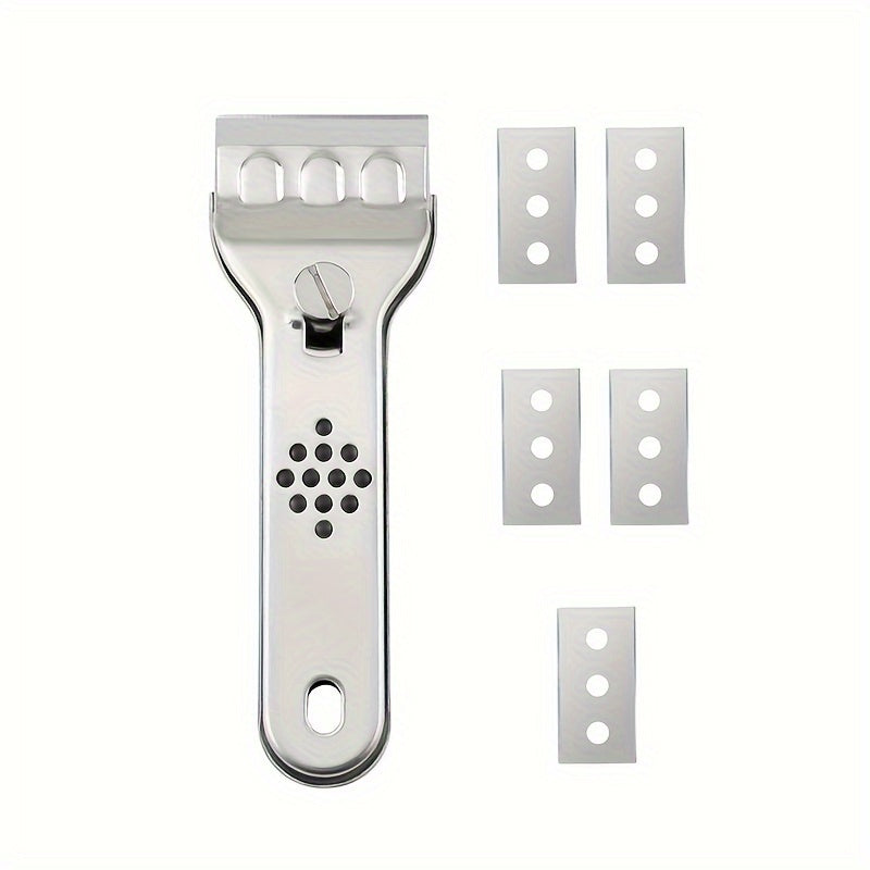 Cleaning Scraper Set with 5 Blades for Heavy Oil and Scale Removal, Ice Scraper, Multi-Use Tool