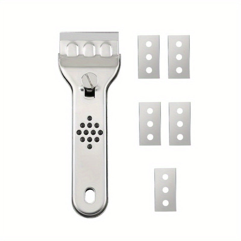 Cleaning Scraper Set with 5 Blades for Heavy Oil and Scale Removal, Ice Scraper, Multi-Use Tool