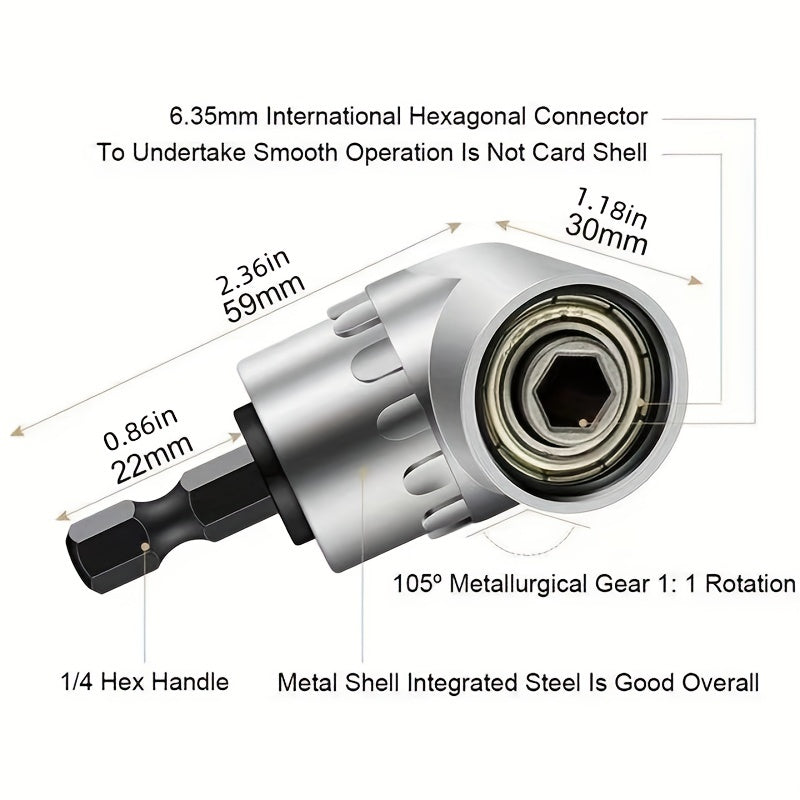 Set Of 4 Adjustable Drill Bit Socket Holder Extensions 105° Angle Rotating