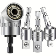 Set Of 4 Adjustable Drill Bit Socket Holder Extensions 105° Angle Rotating