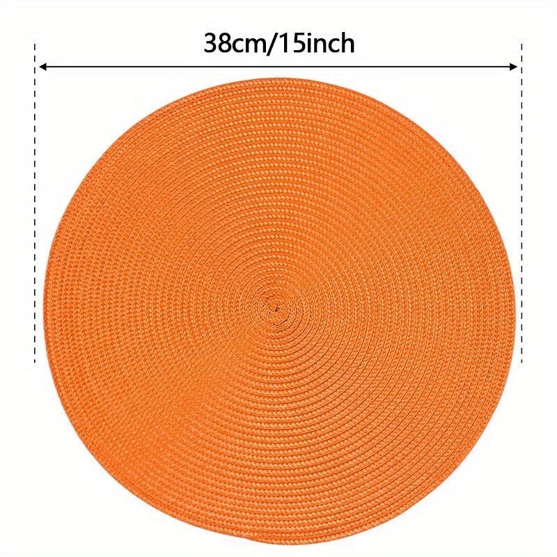 Set of 6 Round Braided Placemats 38.1 cm Woven Washable Non-Slip Dining Table Decor