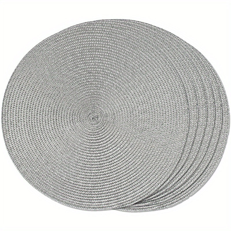 Set of 6 Round Braided Placemats 38.1 cm Woven Washable Non-Slip Dining Table Decor