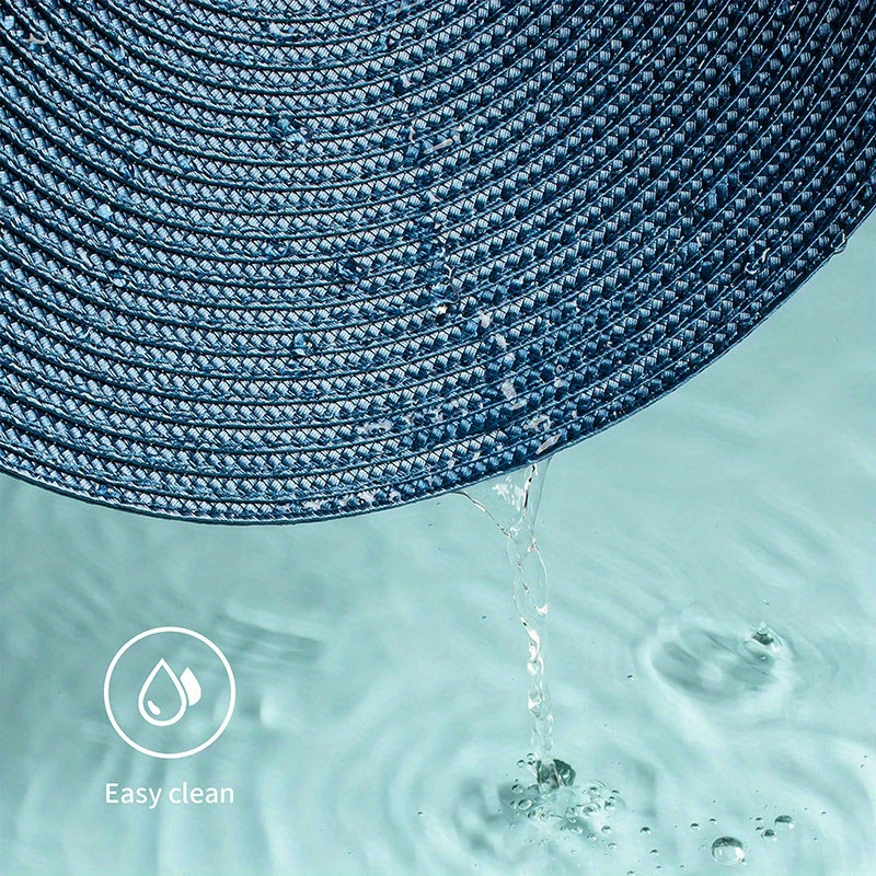 Set of 6 Round Braided Placemats 38.1 cm Woven Washable Non-Slip Dining Table Decor