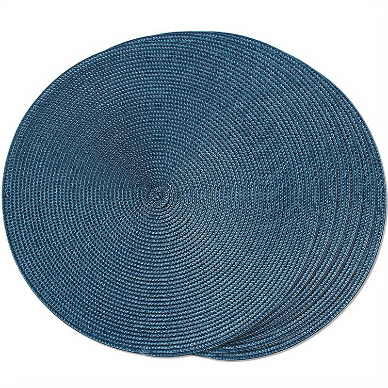 Set of 6 Round Braided Placemats 38.1 cm Woven Washable Non-Slip Dining Table Decor