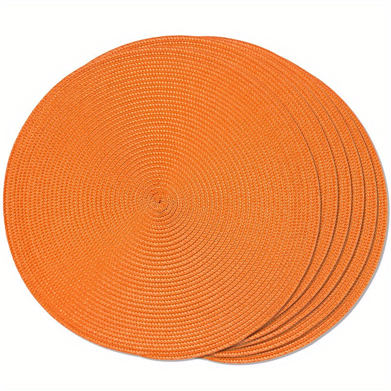 Set of 6 Round Braided Placemats 38.1 cm Woven Washable Non-Slip Dining Table Decor