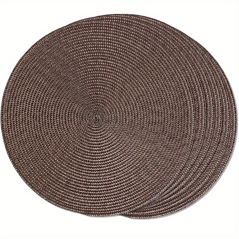Set of 6 Round Braided Placemats 38.1 cm Woven Washable Non-Slip Dining Table Decor