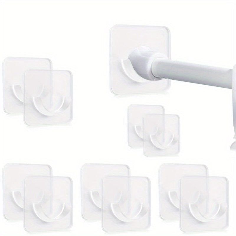 Clear Adhesive Curtain Rod Holders No Drilling Semi-Circular Durable Plastic