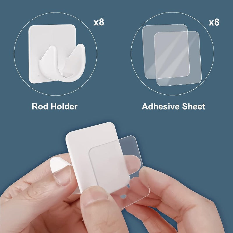Clear Adhesive Curtain Rod Holders No Drilling Semi-Circular Durable Plastic