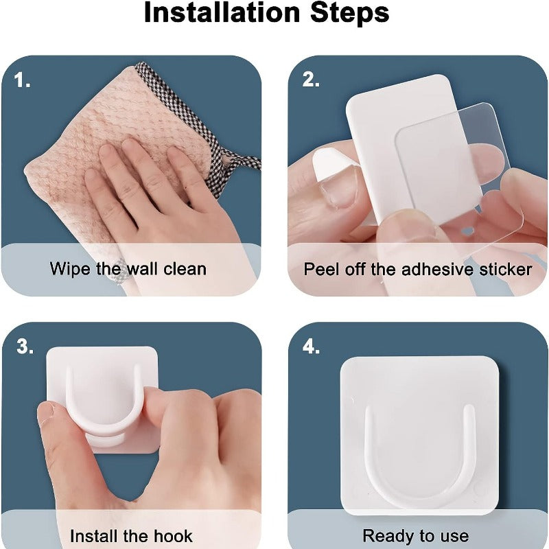 Clear Adhesive Curtain Rod Holders No Drilling Semi-Circular Durable Plastic