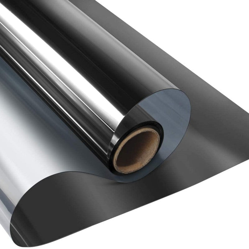 One Way Mirror Film Static Privacy Window Tint Silver 27.5x255.91 Inch