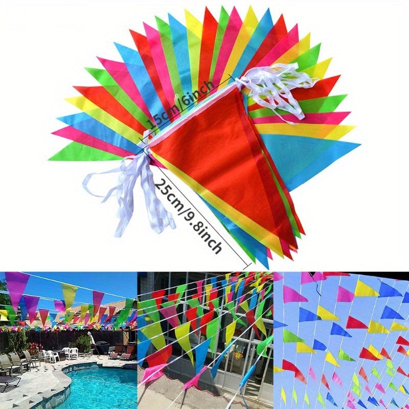 Set of 60 Multicolored Triangle Flags for Outdoor Party Decorations for Weddings Festivals and Events