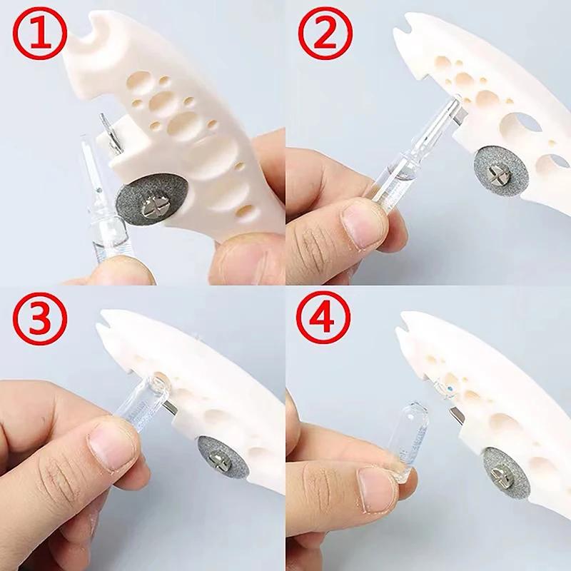 Tibbiy shisha uchun qulay tutqichga ega portativ ampul shishasi ochgichi - hamshiralarga, shifokorlarga va restoranlarda foydalanish uchun ideal.