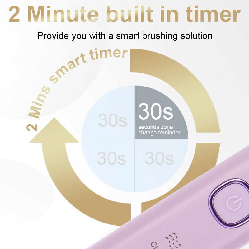 Adult Electric Toothbrush USB Rechargeable Soundwave 5 Modes 8 Replacement Heads