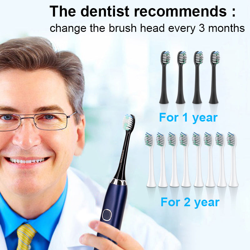 Adult Electric Toothbrush USB Rechargeable Soundwave 5 Modes 8 Replacement Heads