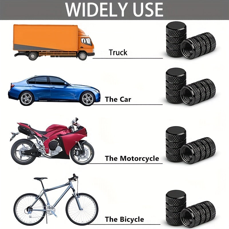 Juego de 4 tapas de válvula de neumático de aluminio anodizado, resistente a la corrosión, accesorios universales para vehículos