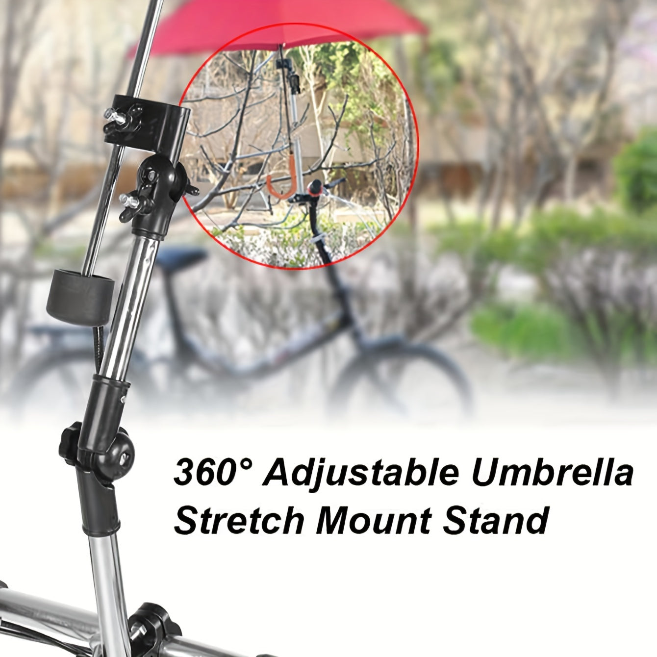 Stainless Steel Umbrella Holder for Wheelchair Bicycle Pram Stroller Adjustable Rainy Day Accessory