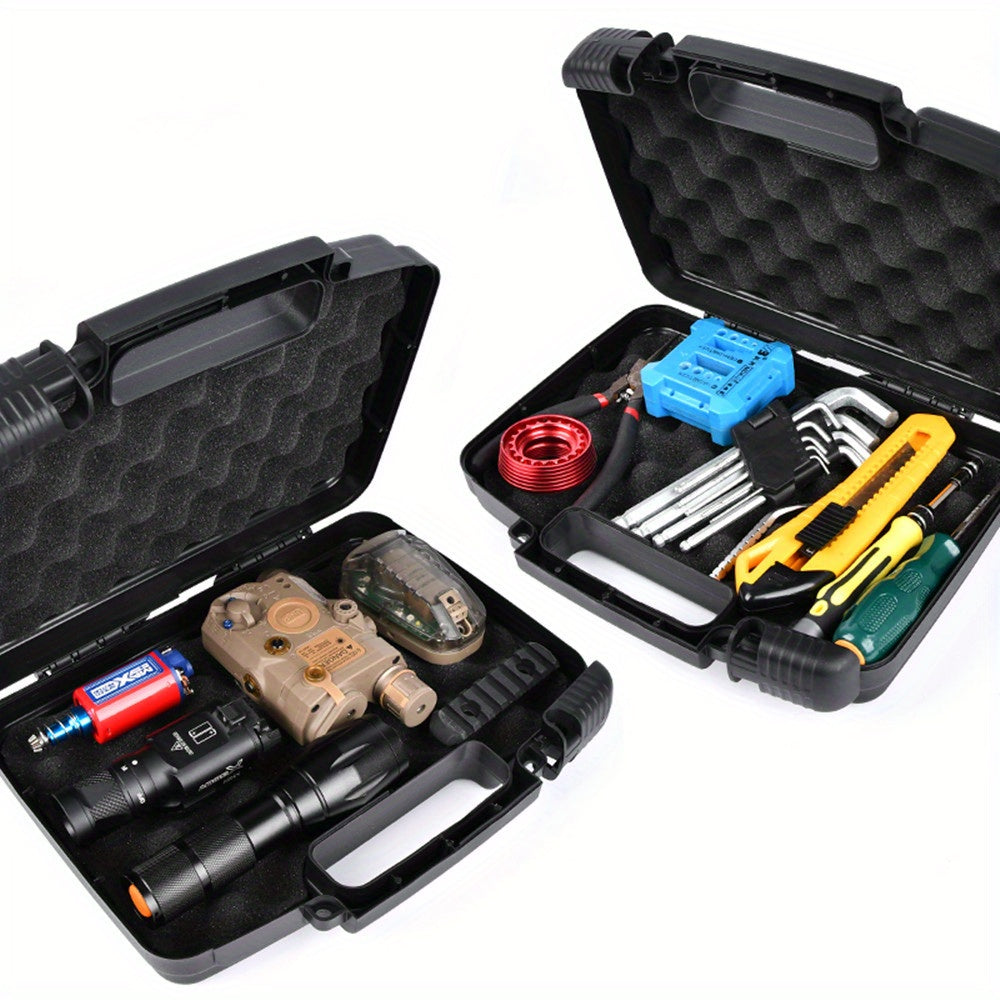Portable Plastic Toolbox for Hardware and Tools, Durable, Black, Multi-Use Storage Case