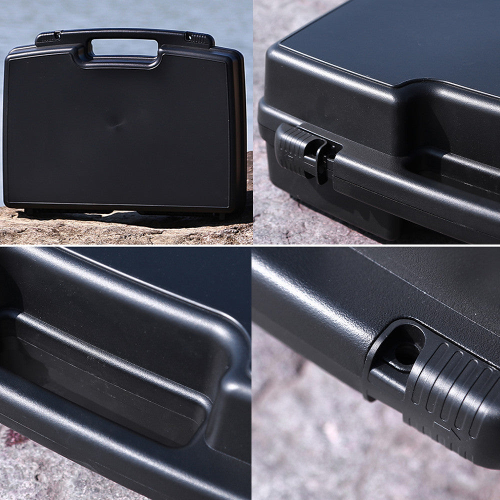 Portable Plastic Toolbox for Hardware and Tools, Durable, Black, Multi-Use Storage Case