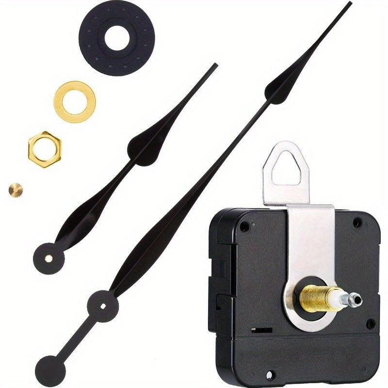 12-Inch Black Plastic Clock Movement with High Torque Long Shaft and Assembly Required