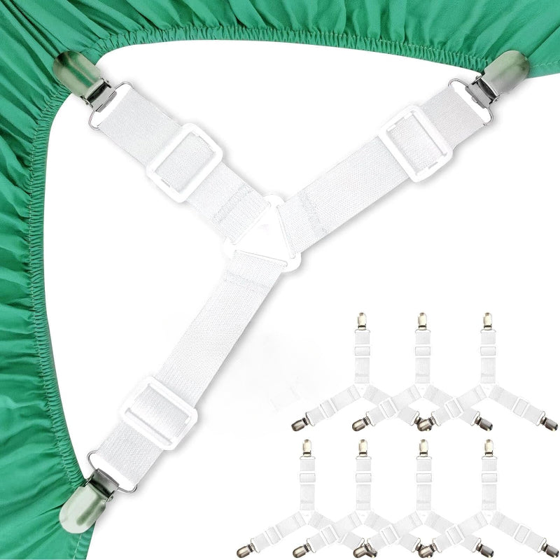 Adjustable Elastic Sheet Holders with Non-Slip Triangle Buckles for Mattress Corners